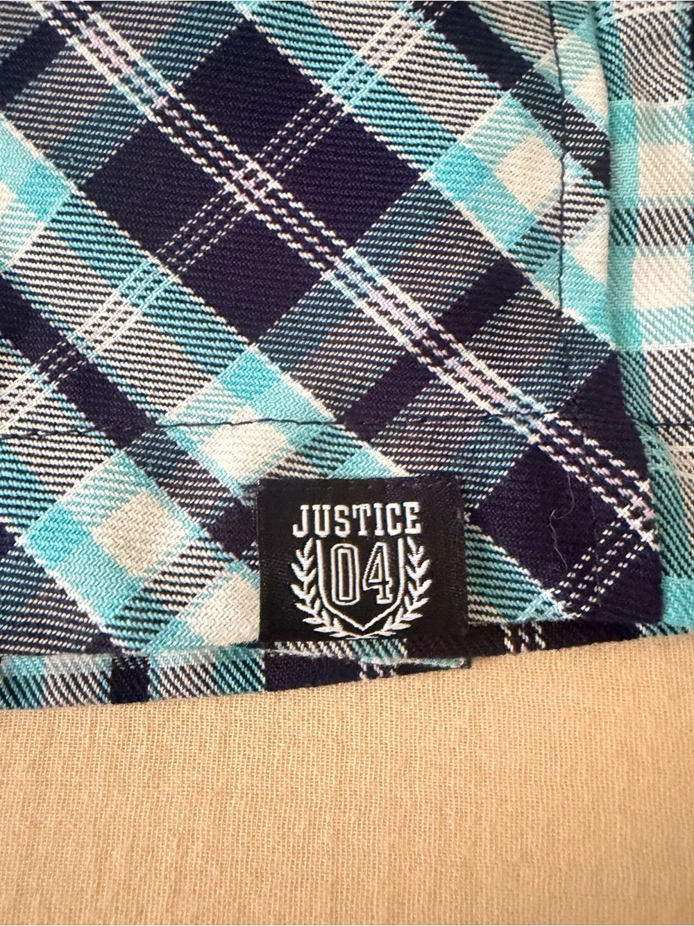 Justice Navy, Light Blue & Teal Plaid Skort